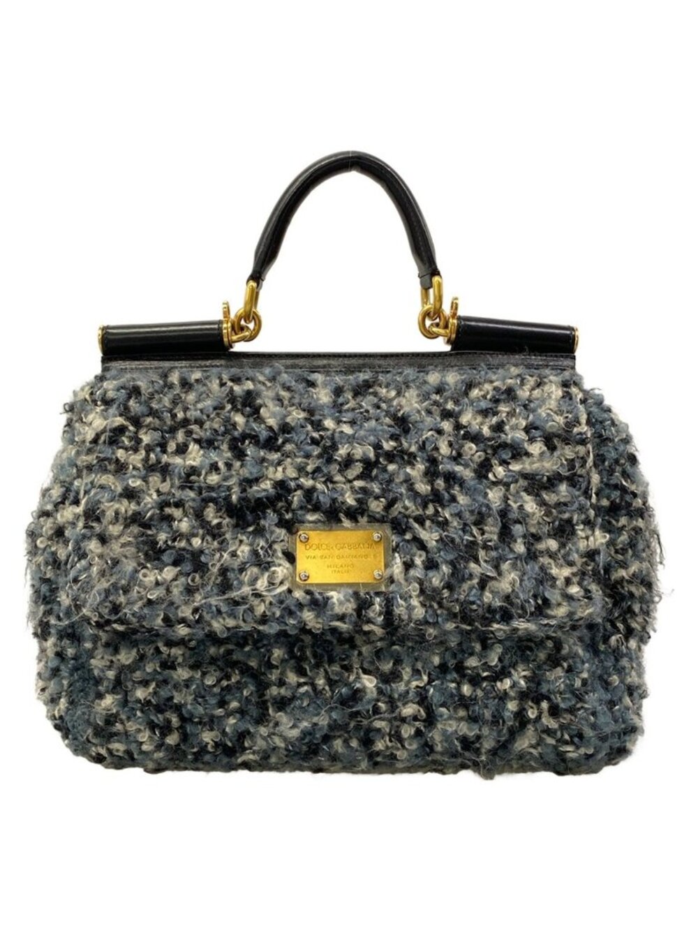Dolce & Gabbana Handbag Sicily Black Wool Leather